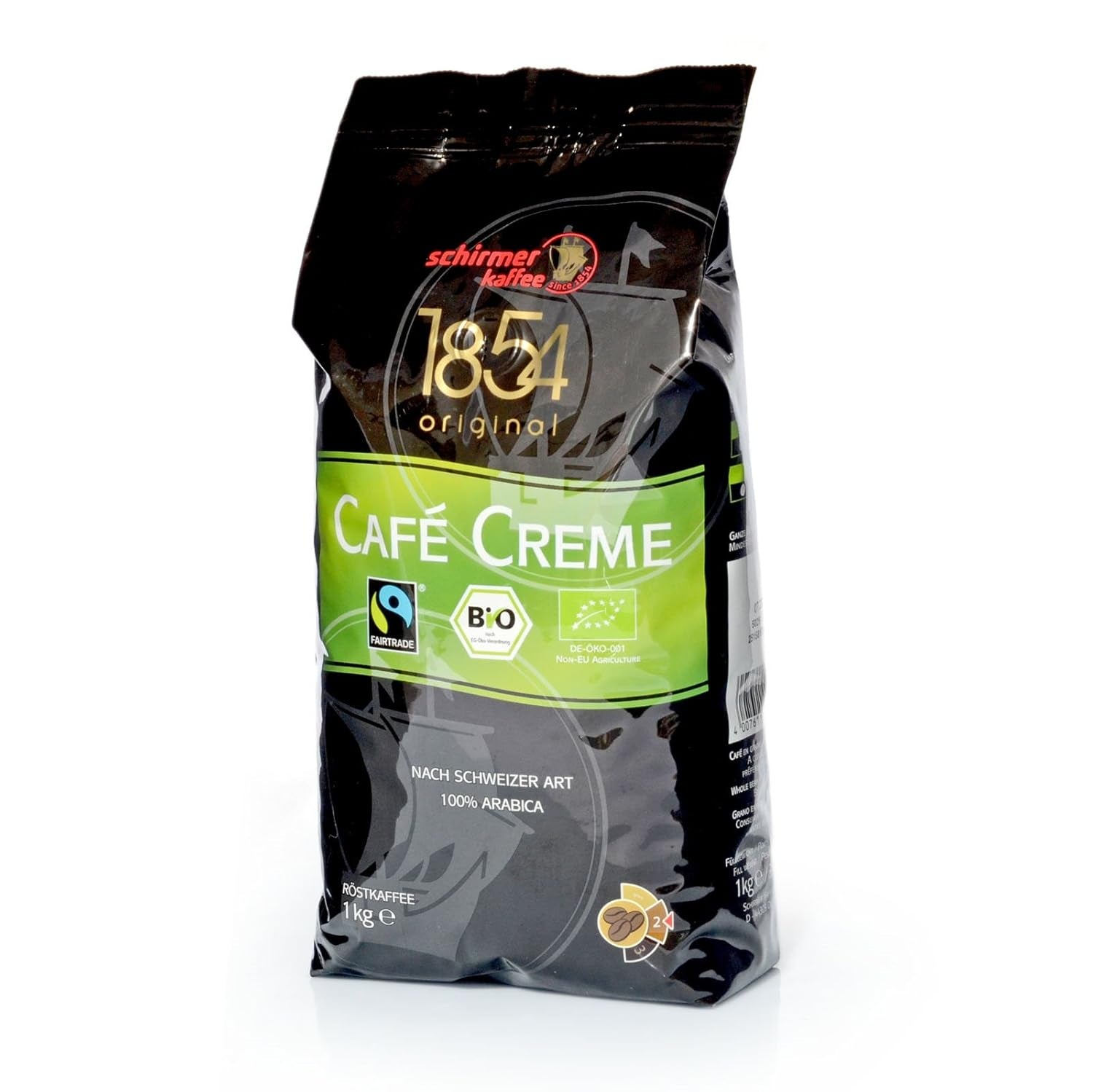 Fairtrade Cafe Creme Coffee, chicchi interi, chicchi di caffè, confezione da 8, 8 x 1000 g