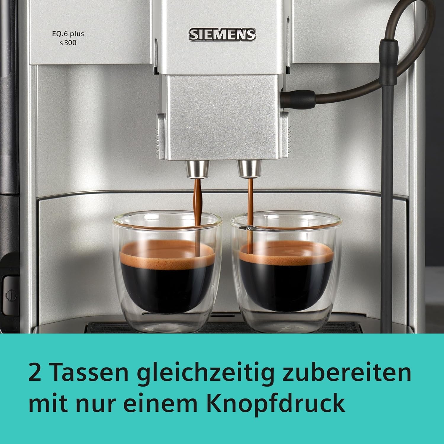 Macchina per caffè espresso automatica Siemens EQ.6 plus s300 TE653501DE, per molte specialità di caffè, montalatte, macinacaffè in ceramica, doppia funzione caffè, anticalcare, pulizia automatica a vapore, 1500 W, argento