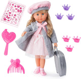 Bayer Design 94635AX Charlene bambola funzionale con capelli e occhi assonnati, parla e canta 90 frasi, 2 poesie e 8 canzoni, 46 cm, bambola multiaccessorio, 1,30 kg, rosa, grigio