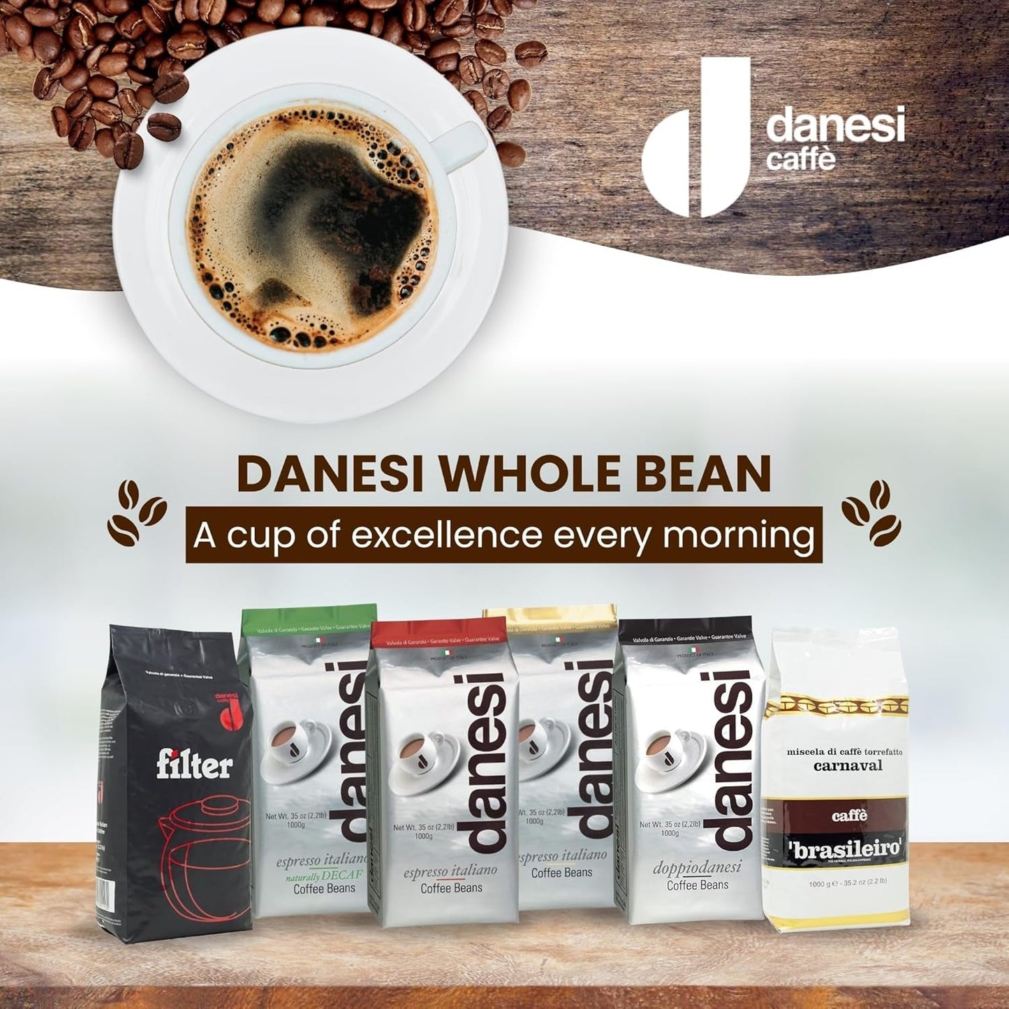 Danesi Decafeinato, Grani, 1 Confezione (1 x 1 kg)