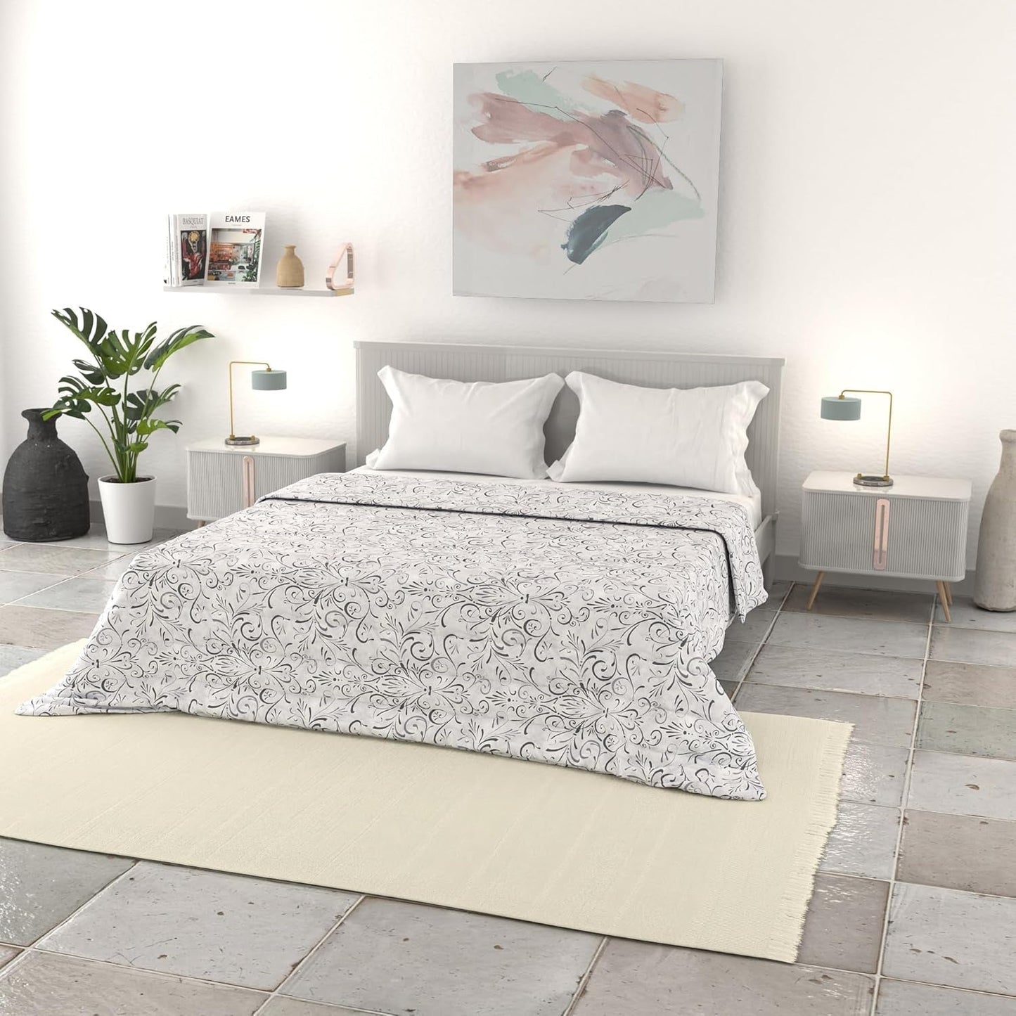 Biancheria da letto italiana trapunta basic estiva, microfibra stampata, 250X240Cm, Trapunte e Trapunte a cerchio Naty Shop Ornato 250X240Cm