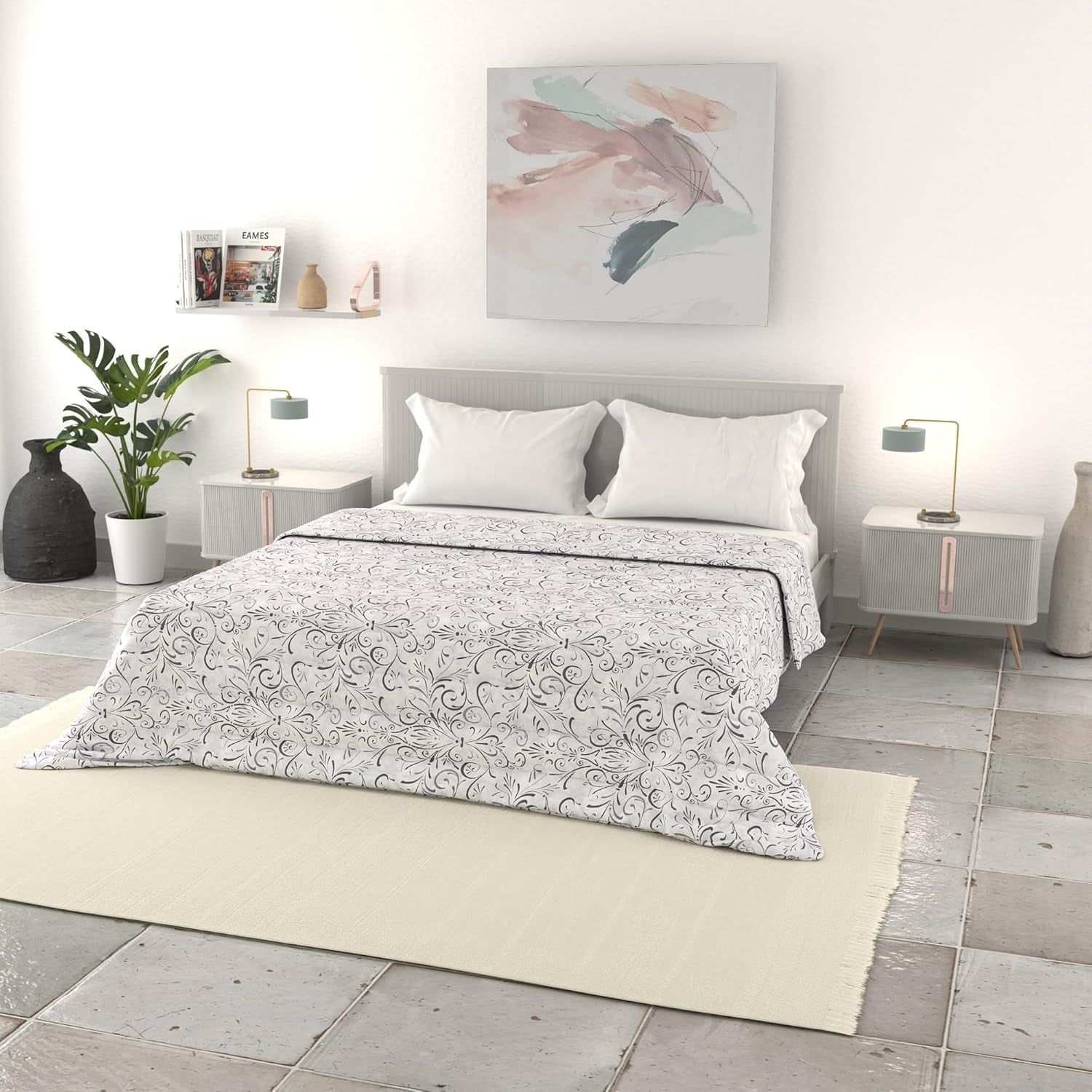 Biancheria da letto italiana trapunta basic estiva, microfibra stampata, 250X240Cm, Trapunte e Trapunte a cerchio Naty Shop Ornato 250X240Cm