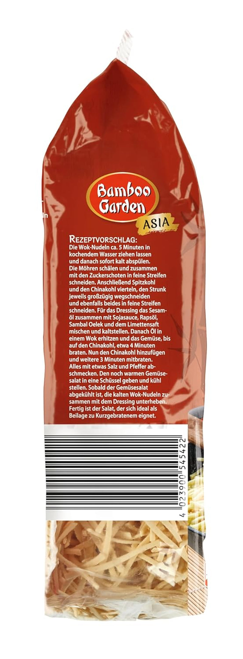 Giardino di bambù - Tagliatelle Wok | Tagliatelle istantanee all'uovo | Mescolare, non è necessaria alcuna precottura | Per piatti asiatici nel wok | 250 g in un sacchetto