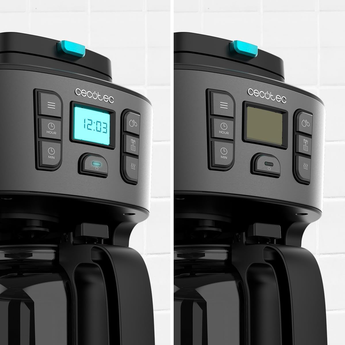 Cecotec Coffee 66 Grind & Drop Caffettiera a goccia essenziale. 1086 W, macinacaffè a lame, fino a 12 tazze, tecnologia Extreme Aroma, digitale, acciaio inossidabile, spegnimento automatico.