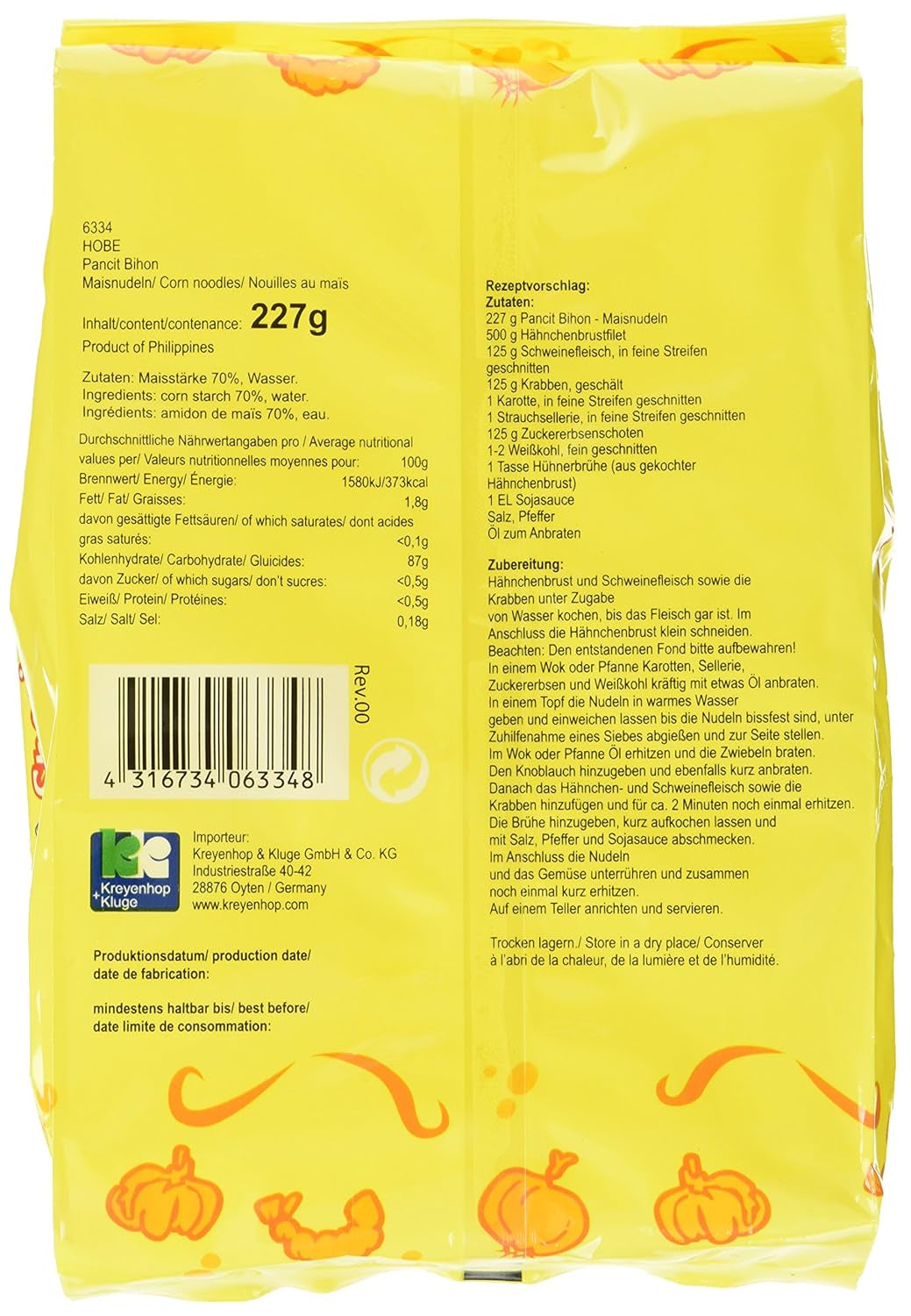 Tagliatelle Pancit Bihon, confezione da 4 (confezione da 4 x 227 g)