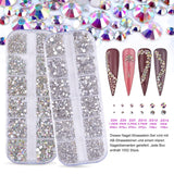 Set 3200 pietre per unghie FITDON Pietre AB in vetro multiforma e pietre AB con diamanti trasparenti per decorazioni per unghie Kit fai da te Gioielli Portachiavi Accessori per unghie