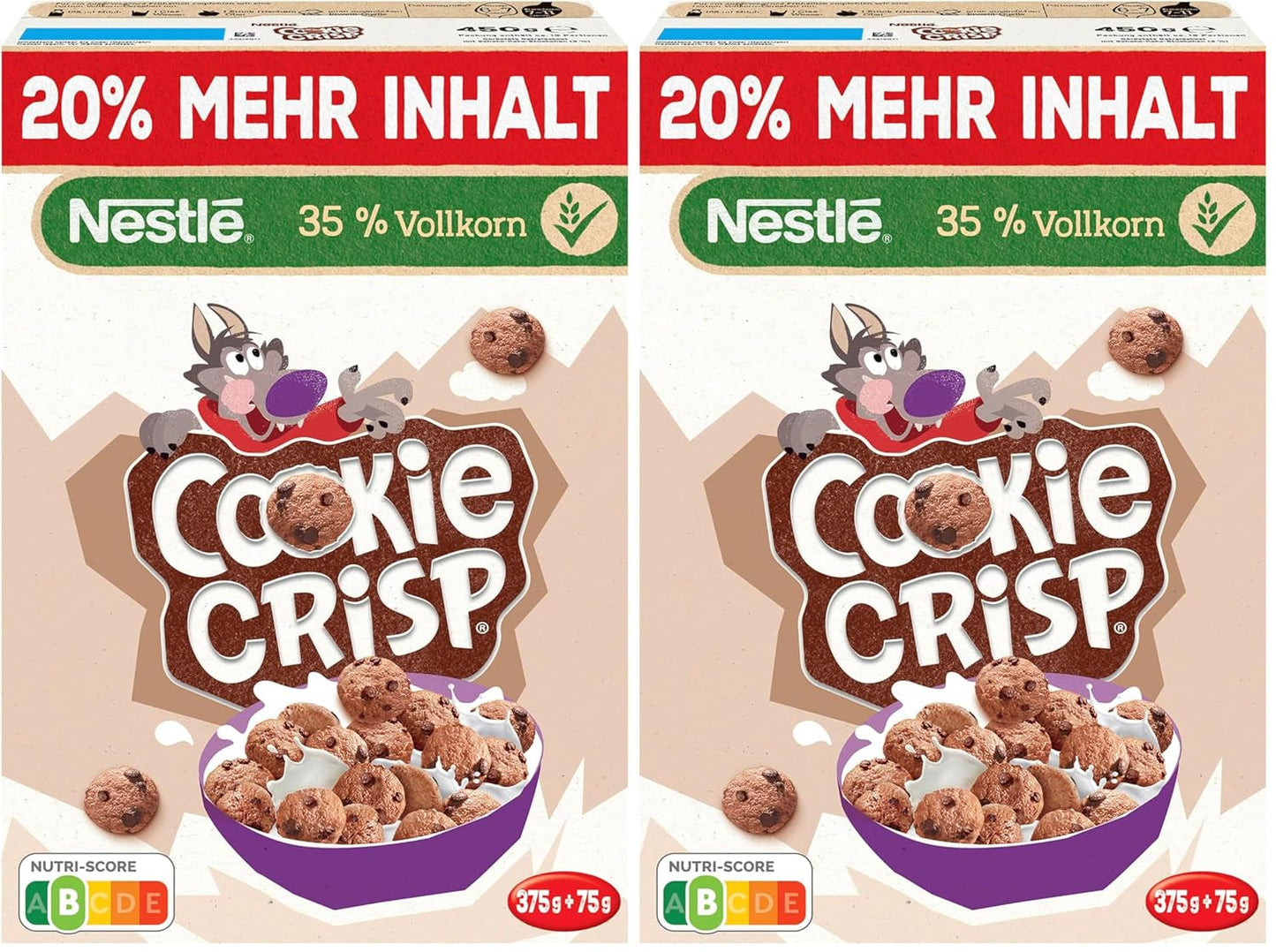 Nestlé Cookie Crisp (+20%), biscotti integrali per la colazione ai cereali per bambini, confezione da 1 (1x450g)
