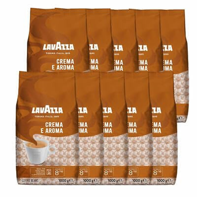 LAV-AZZA Caffè in grani Cream E Aroma 10x1000g (10kg) Caffè italiano premium, cremoso e aromatico