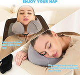 Good Nite Cuscino per il collo Cuscino per il collo dell'aereo Cuscino da viaggio Cuscino per il collo per adulti Cuscino per la casa per auto Cuscino per la testa Memory foam ergonomico Lavabile con schienale stretto Cuscini da viaggio grigi regolabili Naty Shop