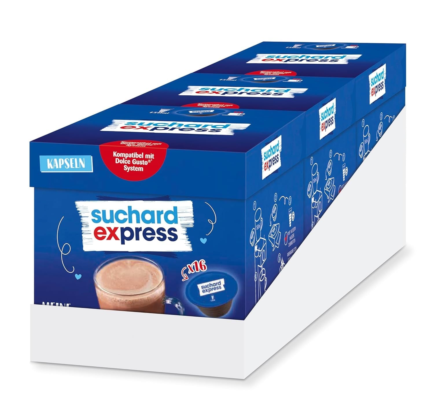 Capsule Suchard Express Kakao per Dolce Gusto, 3x 16 capsule, compatibili con la macchina Nescafé Dolce Gusto, Cremige Trinkschokolade