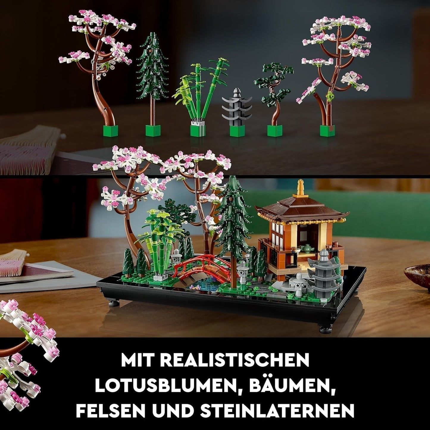 Lego Icons Giardino del silenzio - Set giardino botanico Zen per adulti con fiori di loto - Decorazione da scrivania personalizzabile di ispirazione giapponese - Regalo per donne e uomini 10315 Set da costruzione Besuche den LEGO-Store