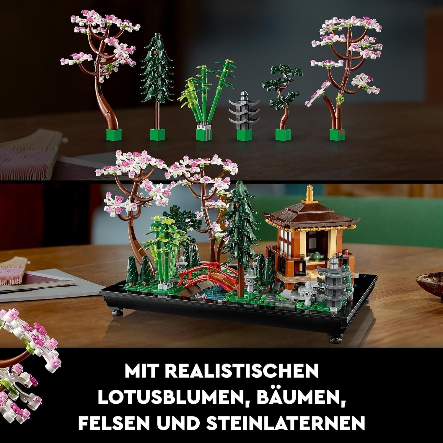 Lego Icons Giardino del silenzio - Set giardino botanico Zen per adulti con fiori di loto - Decorazione da scrivania personalizzabile di ispirazione giapponese - Regalo per donne e uomini 10315 Set da costruzione Besuche den LEGO-Store