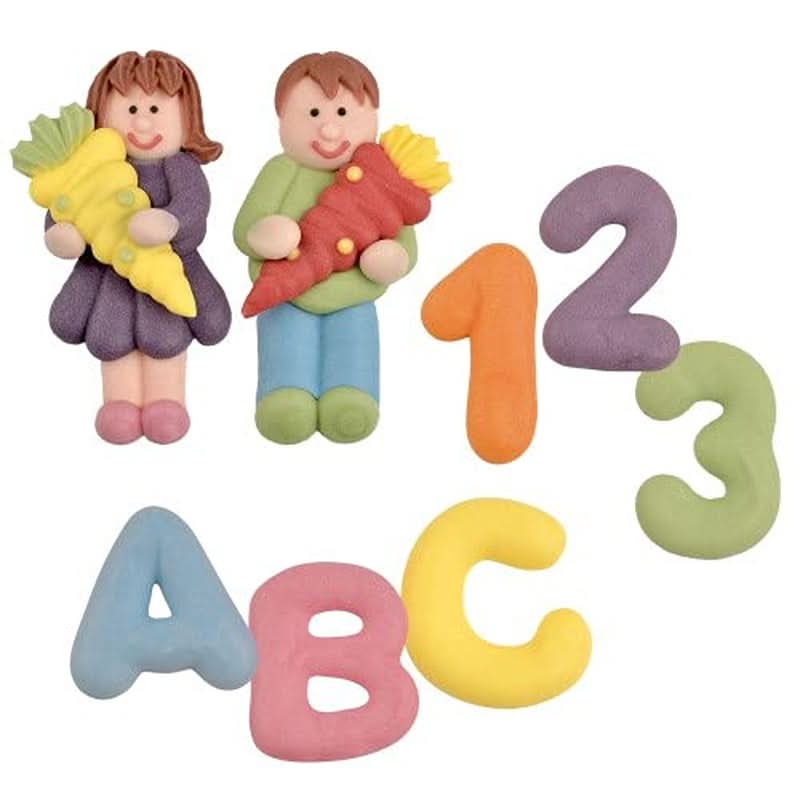Günthart, 8 figurine di zucchero per l'inizio della scuola e delle lettere, 115 grammi Sprinkles Naty Shop