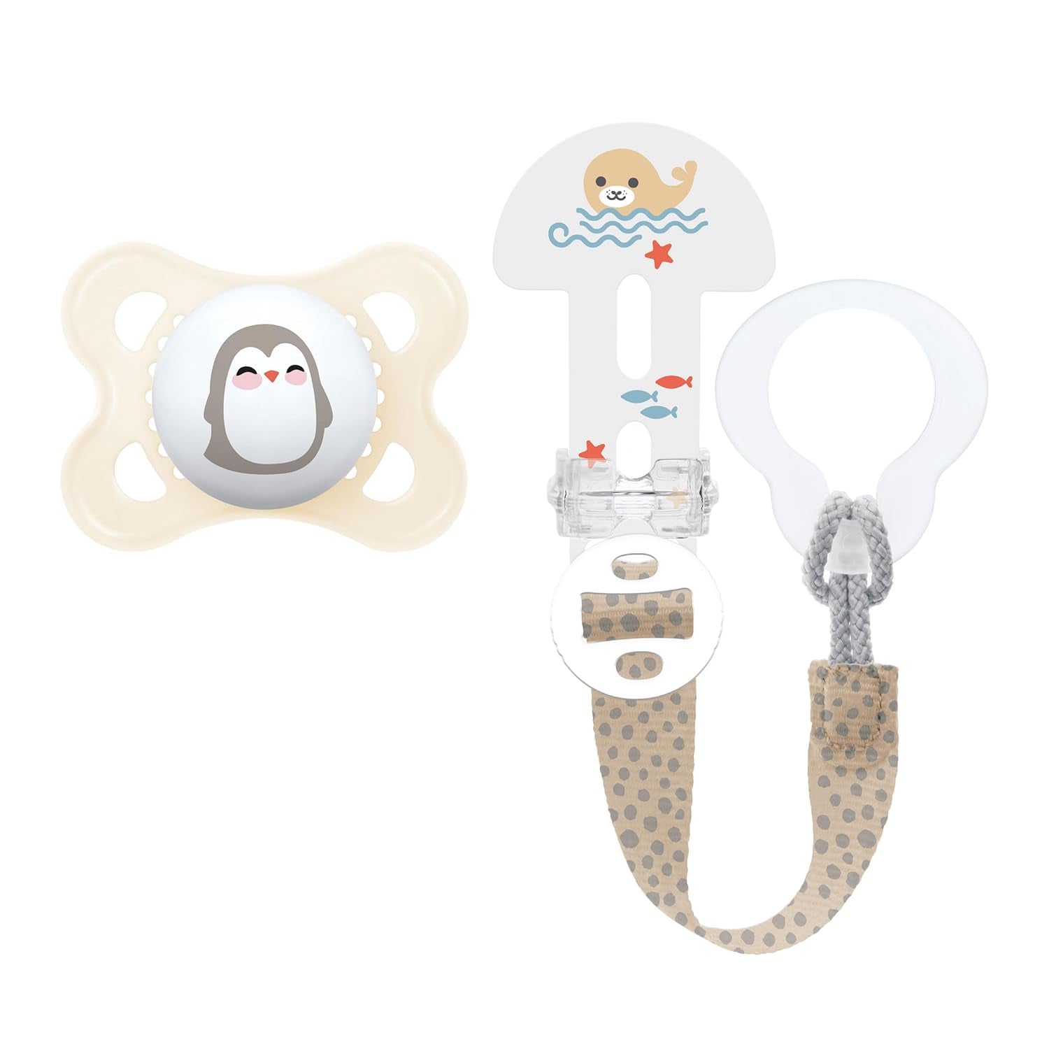 Ciuccio MAM Clip It! Spilla & Original S226 Skinsoft™ in silicone, ultra morbido, per bambini da 0+ mesi