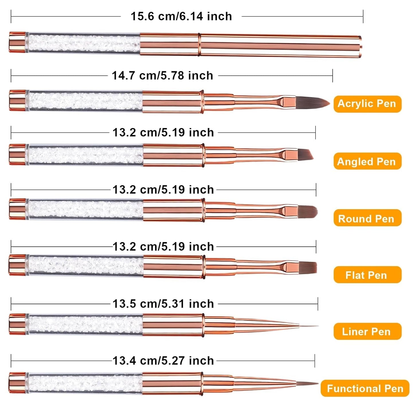 6 pennelli per unghie con cappuccio Gel UV per unghie Pennello per unghie acrilico Pennello per gel per unghie Set parziale di pennelli per nail art
