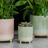 Vaso, ceramica, verde menta, opaco, reattivo, H 8,5 cm x P 8 cm