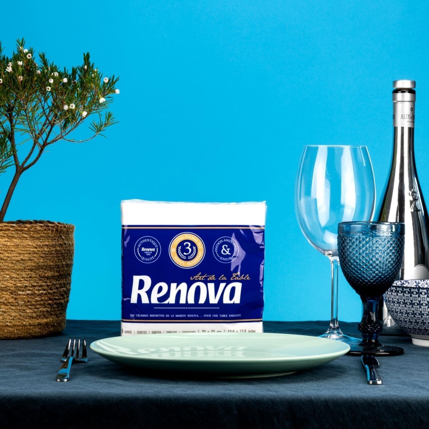 Tovaglioli di carta Renova, decorazioni da tavola, 50 tovaglioli Premium, 3 veli
