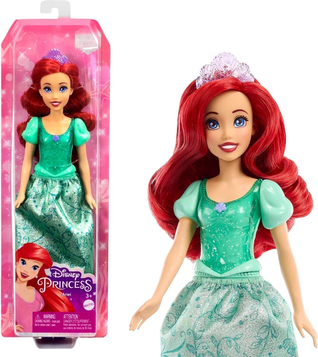 Mattel Disney Princess Toy Bambola mobile di Biancaneve con vestiti scintillanti e accessori Regalo ispirato ai film Disney per bambini HLW08 Naty Shop Ariel Dolls