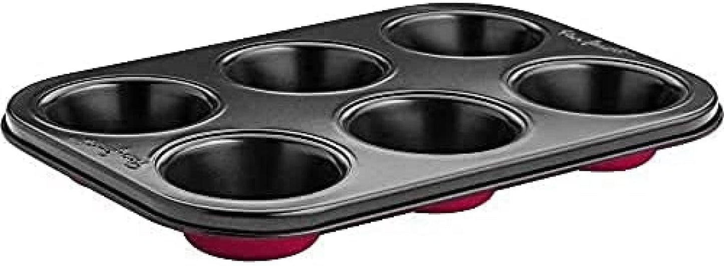 LT3072 Teglia per 6 muffin, acciaio, nera con fondo rosso Stampi e teglie Naty Shop