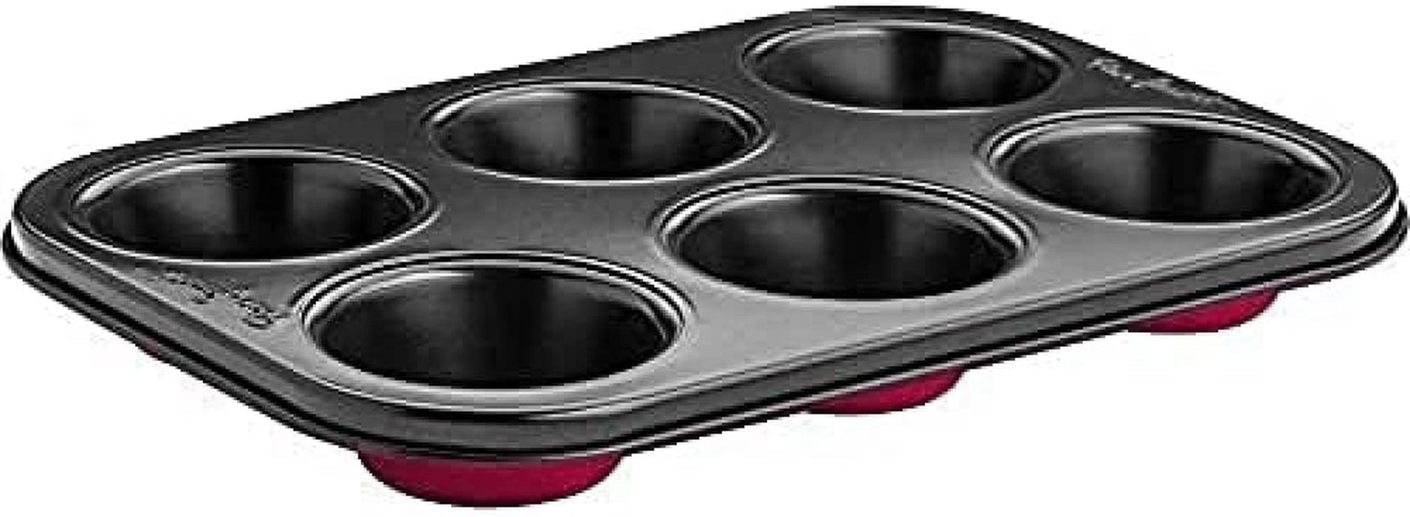 LT3072 Teglia per 6 muffin, acciaio, nera con fondo rosso Stampi e teglie Naty Shop