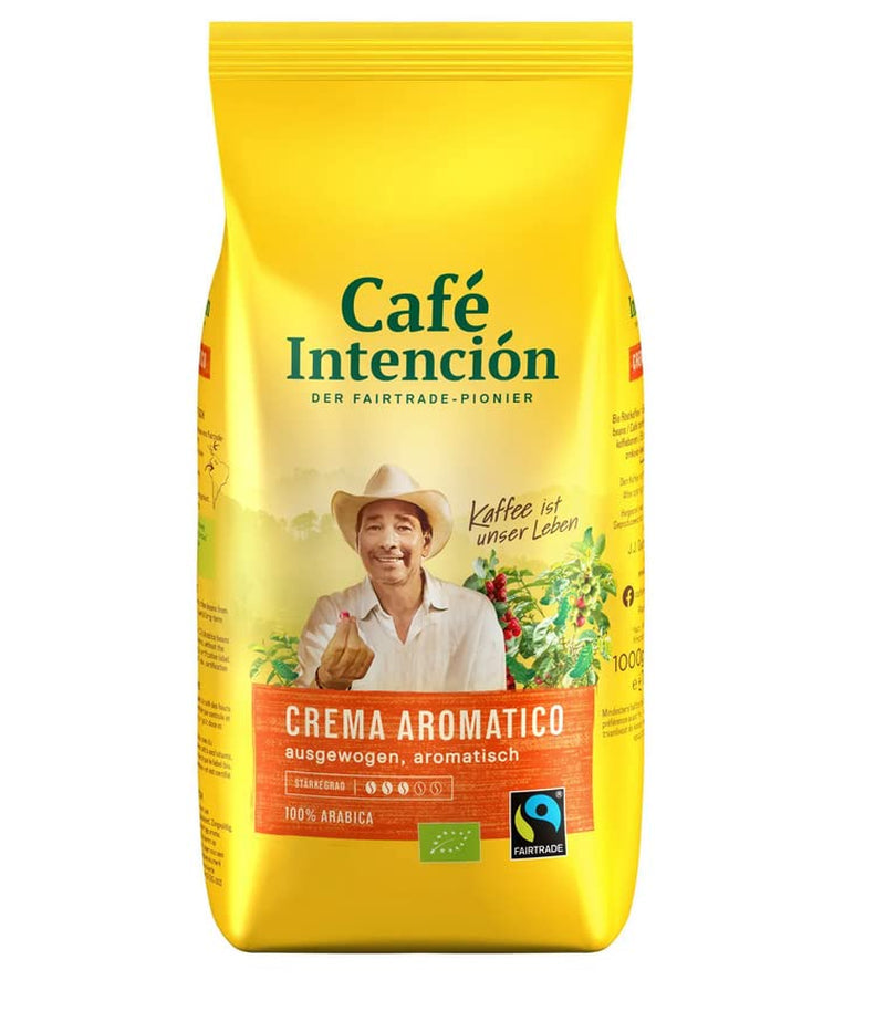 Fairtrade JJDarboven Café Intención Aromatico Café Crema, caffè biologico, chicchi interi - 1kg - 4x
