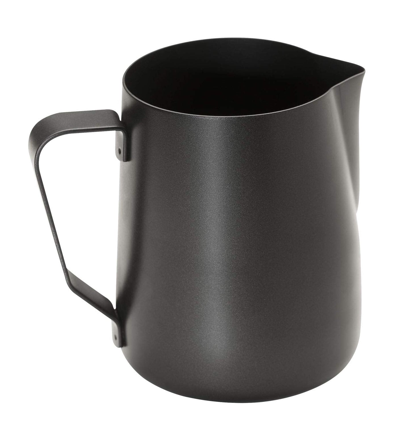 Caraffa per latte APS - Caraffa per latte di alta qualità con rivestimento antiaderente, in acciaio inossidabile - Perfetto per montare la schiuma di latte - Caraffa universale, nera, 600 ml