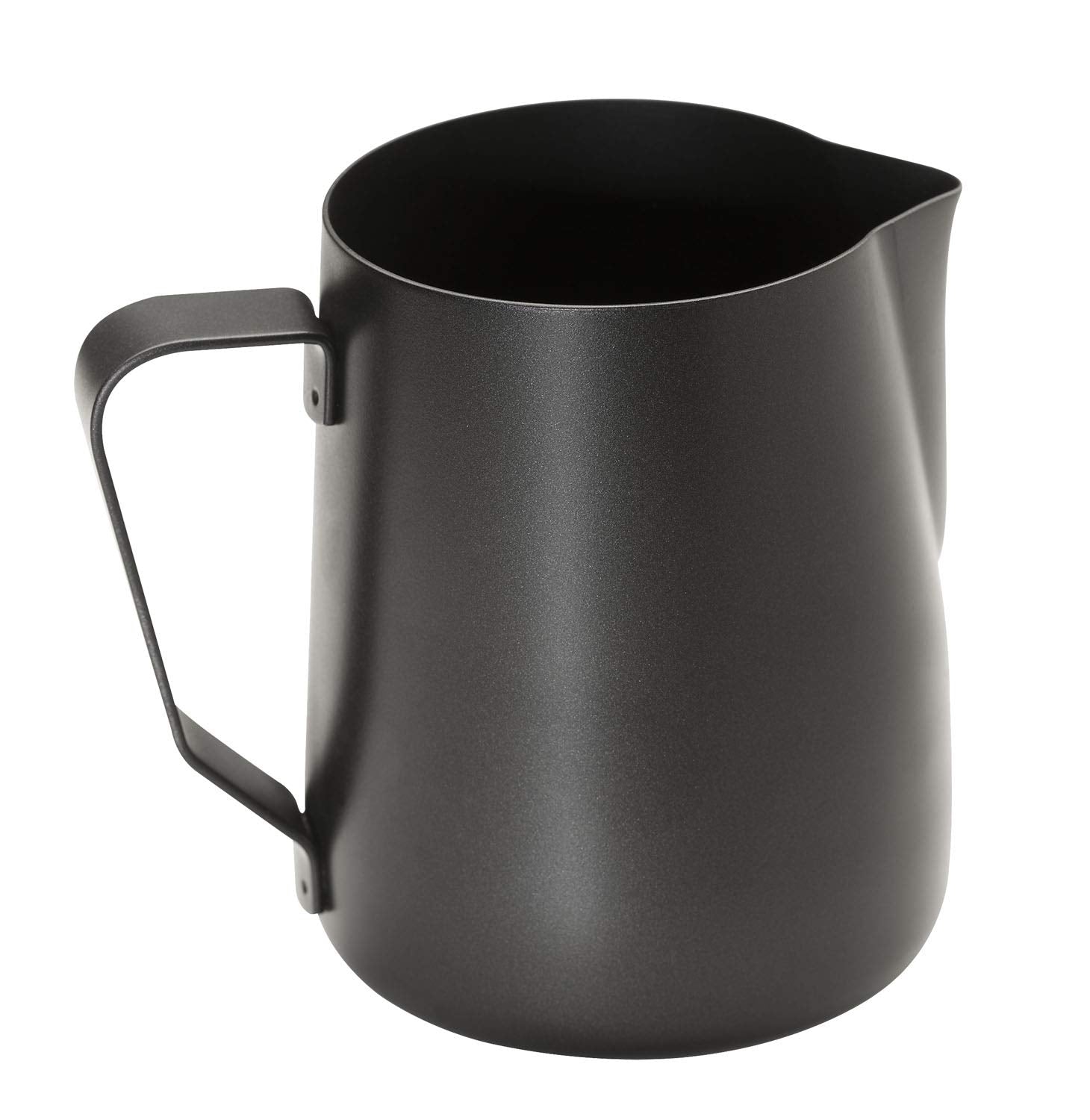 Caraffa per latte APS - Caraffa per latte di alta qualità con rivestimento antiaderente, in acciaio inossidabile - Perfetto per montare la schiuma di latte - Caraffa universale, nera, 600 ml