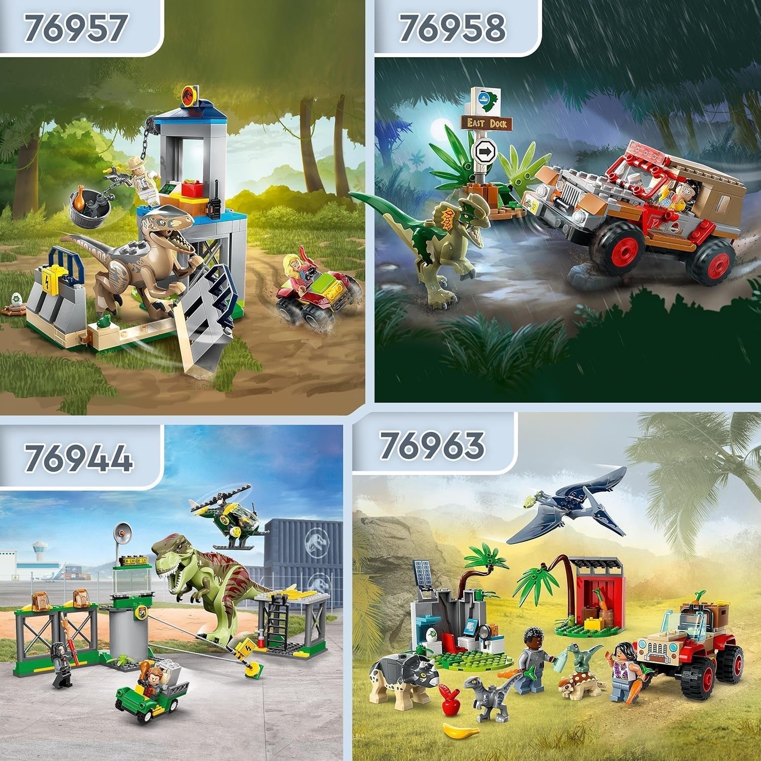 LEGO Jurassic World Rescue Center per cuccioli di dinosauro, set con piccoli personaggi di dinosauri tra cui triceratopo, anchilosauro e velociraptor, regalo da costruire per ragazzi e ragazze a partire da 4 anni 76963 Set da costruzione Besuche den LEGO-Store