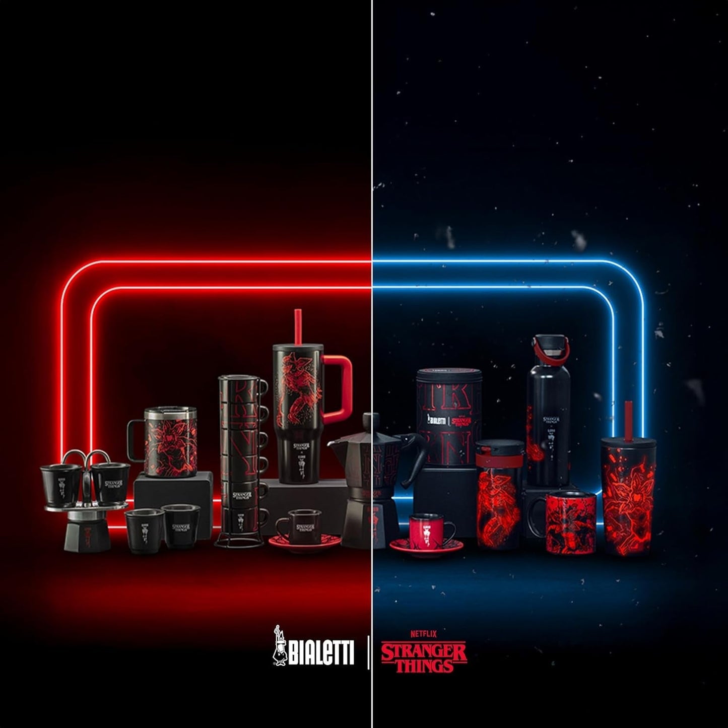 Bialetti Moka Express Stranger Things Caffettiera da 3 tazze, Tasto musica con funzione di ricarica USB-C, Non adatta ai piani cottura a induzione, 3 tazze (130 ml), Nero