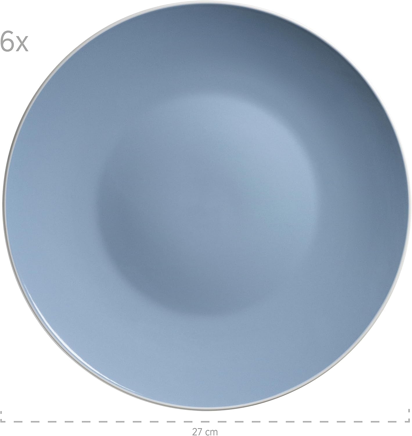 MÄSER 931844 Set di stoviglie moderne serie Elissa per 6, blu con bordo bianco, set combinato da 24 pezzi, ceramica
