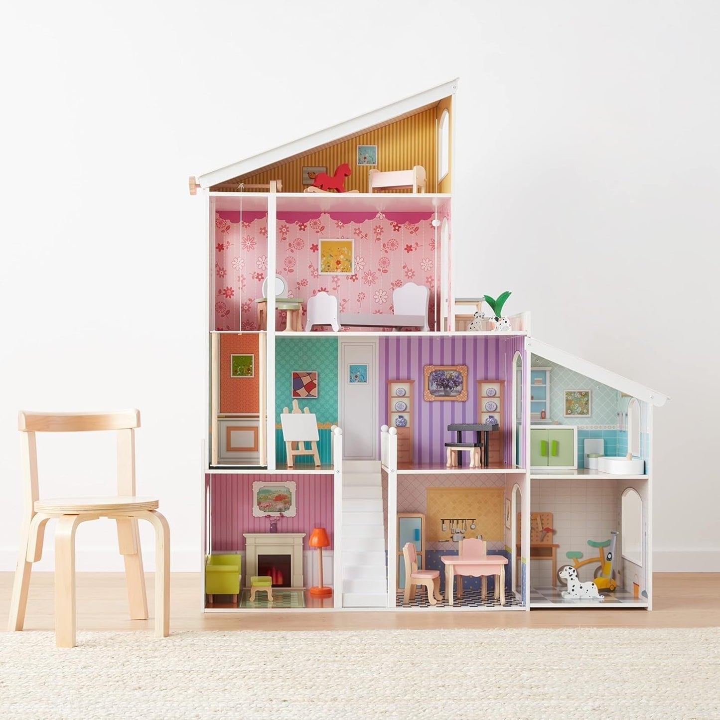 Casa delle bambole in legno a 4 livelli Amazon Basics e accessori per mobili per bambole da 12 pollici Case delle bambole del Naty Shop