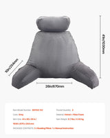 VEVOR Cuscino da lettura, Cuscino da letto (grande) con poggiatesta staccabile, cuscino per lo schienale con 3 tasche e tessuto in velluto corto lavabile e memory foam triturato, lato con maniglia, per guardare la TV, leggere, giocare