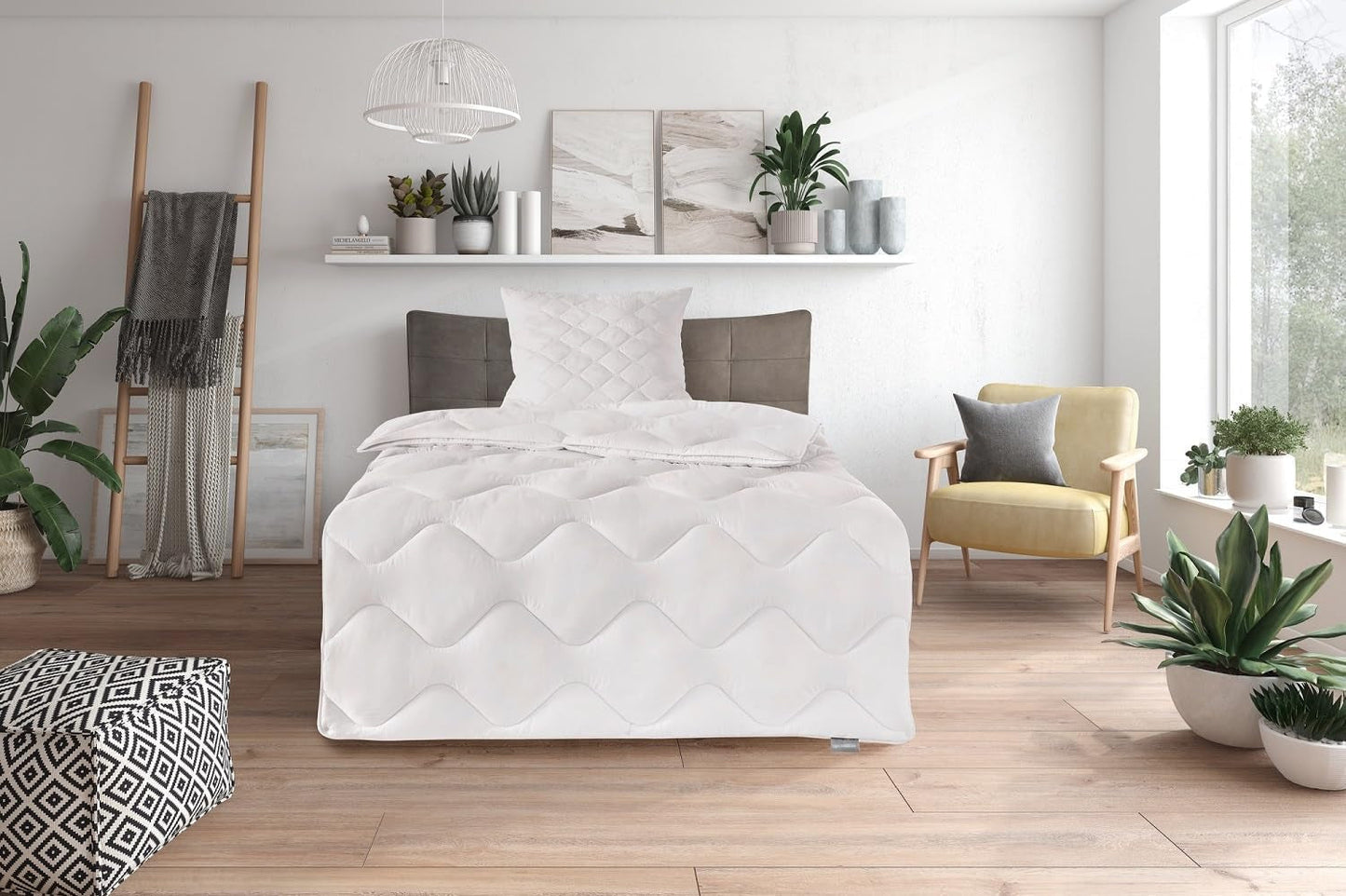 Traumnacht Cozy - Completo letto 4 stagioni, 1 set piumino divisibile 135 X 200 e 1 cuscino 80 X 80 cm, certificato Ã-ko Tex, bianco, sviluppato in Germania, (confezione da 2) Naty Shop Set piumini e trapunte 4 stagioni 135 X 200