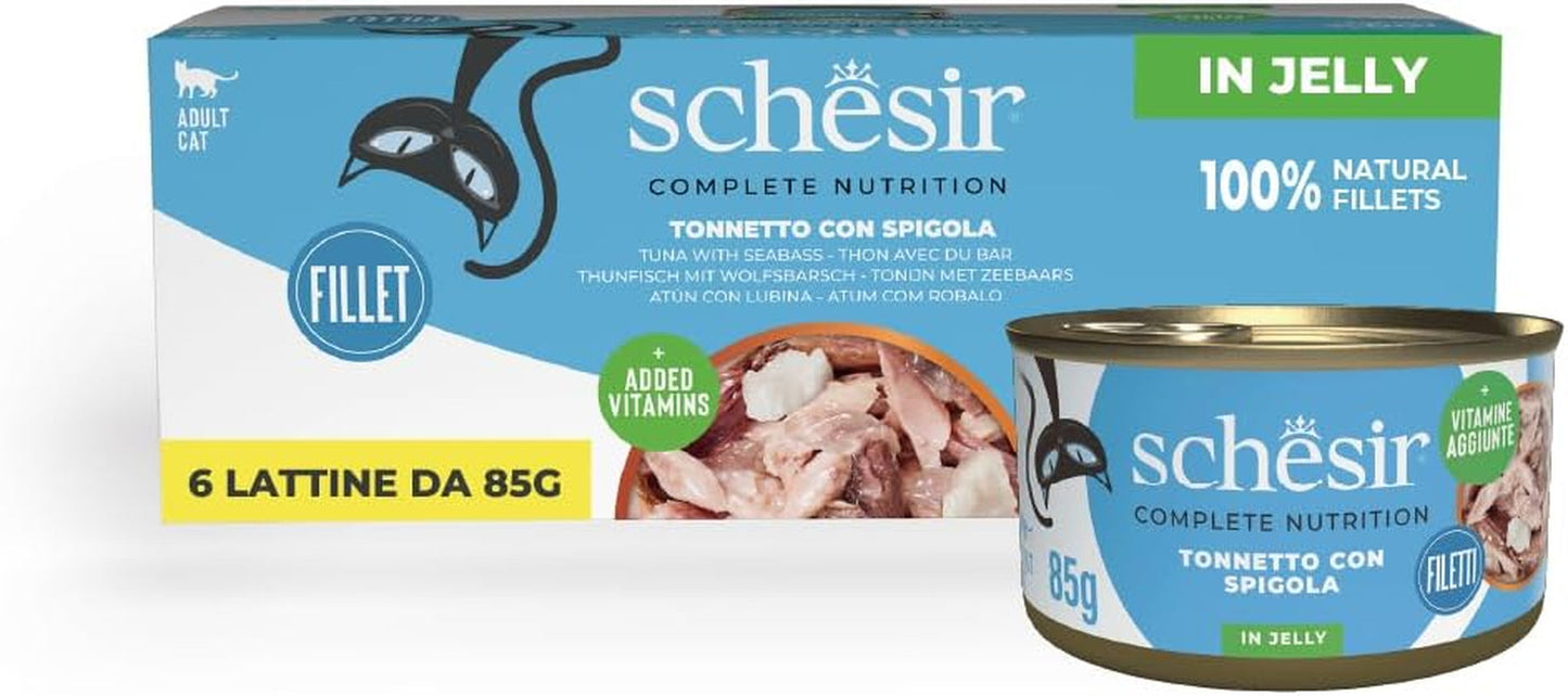 Tonno Rosso in Gelatina, Alimento umido completo per gatti, in scatola, con aggiunta di vitamine, 100% naturale, 6 x 85g