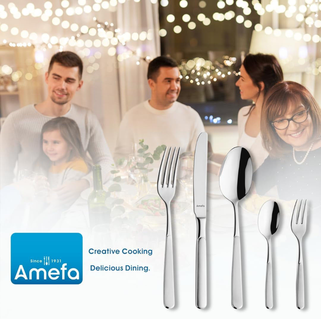Set posate Amefa Satina in 60 pezzi, per 12 persone, sicure Kitchen Naty Shop