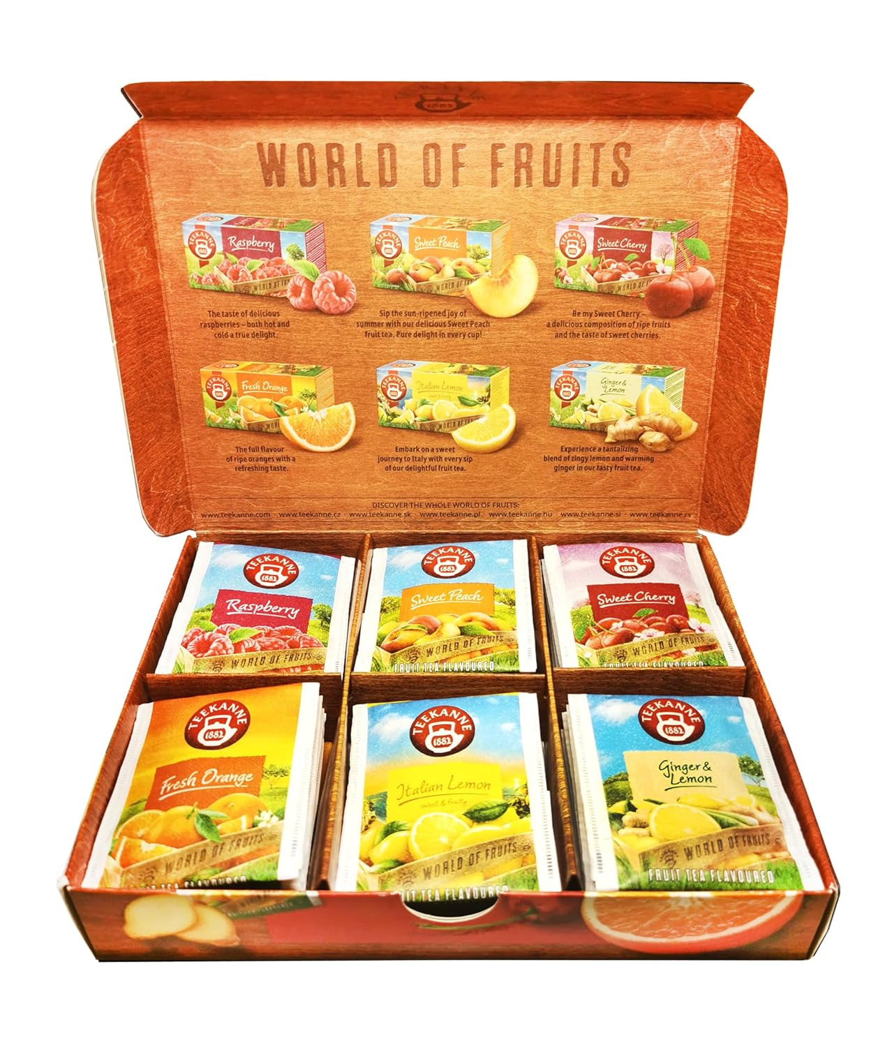 Teekanne World of Fruits (NUOVA EDIZIONE) - Scatola con selezione di tè alla frutta - 6 gusti * 5 bustine di tè