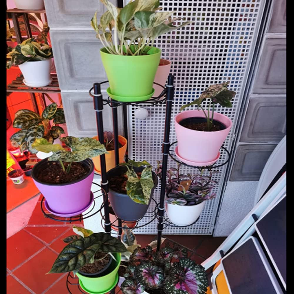 Vasi da fiori grandi in plastica da 20 cm con piattini, vasi da fiori bianchi autoirriganti con piattini, vasi per piantine in plastica, vasi ispessiti per piantagioni interne ed esterne (6 pezzi)