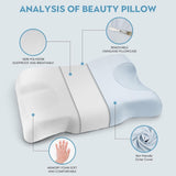 Royalisneeo Cuscino di bellezza per dolori alla schiena, allo stomaco e ai fianchi Cuscino per dolori al collo e alle spalle Cuscino in memory foam antirughe e antietà Blu (Standard) Cuscini ortopedici cervicali Naty Shop