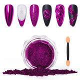 Saviland Set di polveri per unghie cromate - Polvere per unghie cromata laser rosa Effetto specchio Laser Nail Art, Polvere decorativa per manicure con glitter per unghie con bastoncini di spugna, Polvere glitter per unghie Salone per unghie