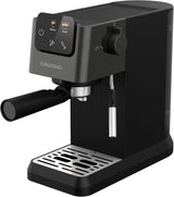 Macchina per caffè espresso portafiltro GRUNDIG KSM 5330 con contenitore del latte integrato, potenza 1628 W, pressione della pompa 15 bar, doppio ugello, display touch a colori, BrewSense, CreamyPro, Acciaio inossidabile scuro/Nero