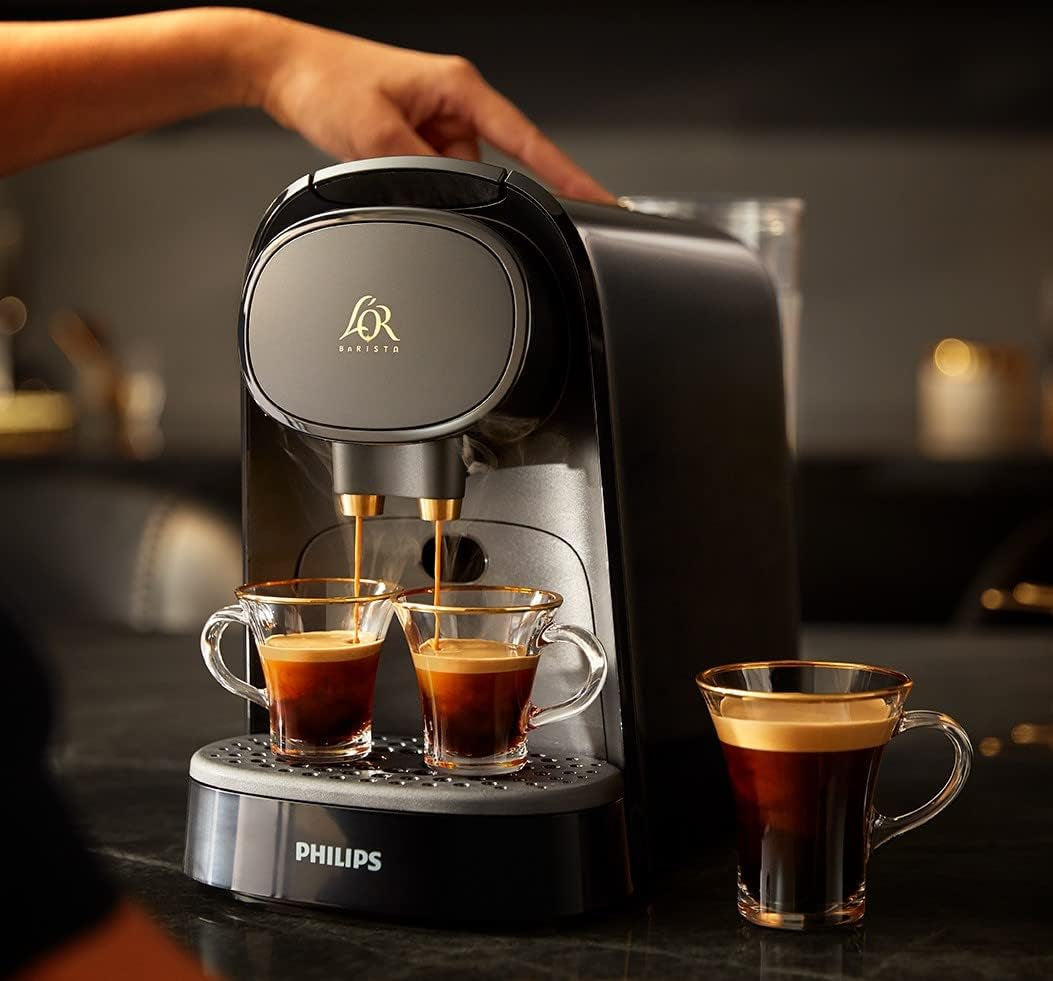 Macchina per caffè espresso a capsule PHILIPS LM8012/60 - Due dosi, Doppio piacere, 1 o 2 tazze, Ristretto, Espresso, Lungo o Grand Café Long, Doppia capsula, Qualità espresso genuino, Piano Black