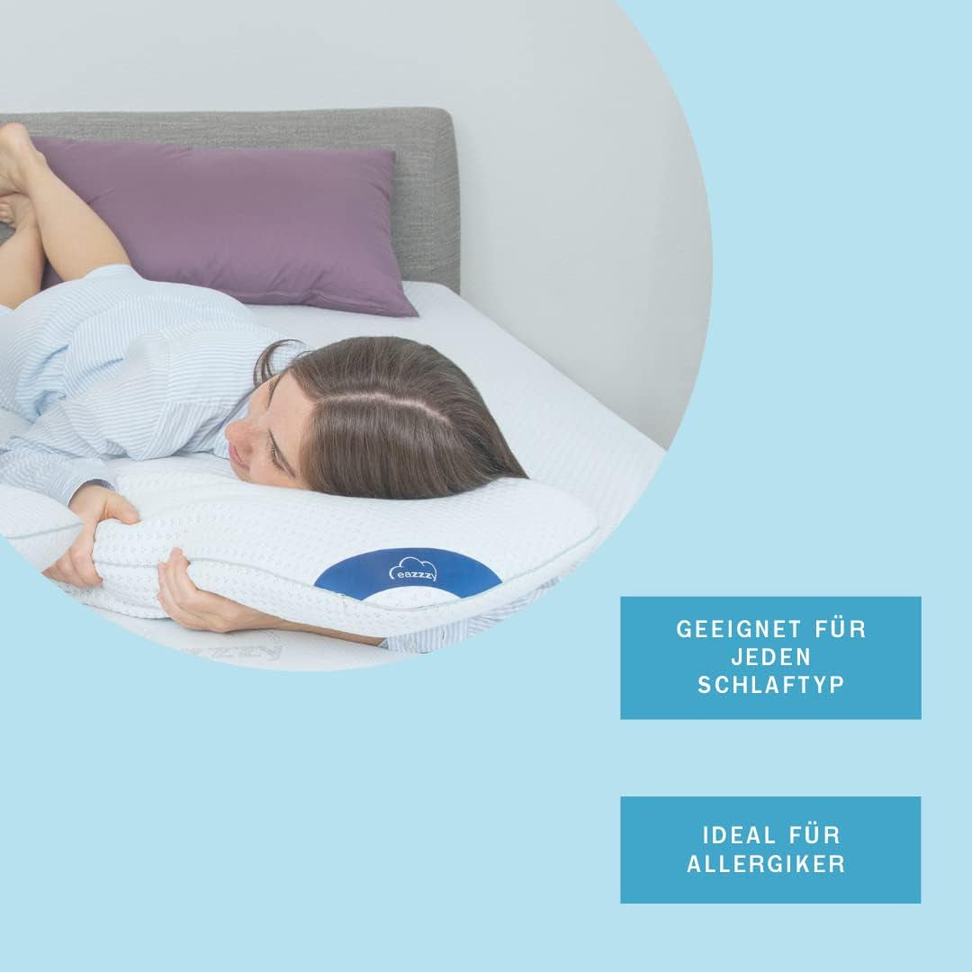 Cuscino in schiuma Genius Eazzzy 40X80 Cm altezza 10 Cm - Cuscino di sostegno per il collo con 2 gradi di durezza + schiuma gel rinfrescante - Cuscino per chi dorme sul fianco, sulla schiena e sullo stomaco contro il dolore al collo, poliestere Naty Shop cuscini standard