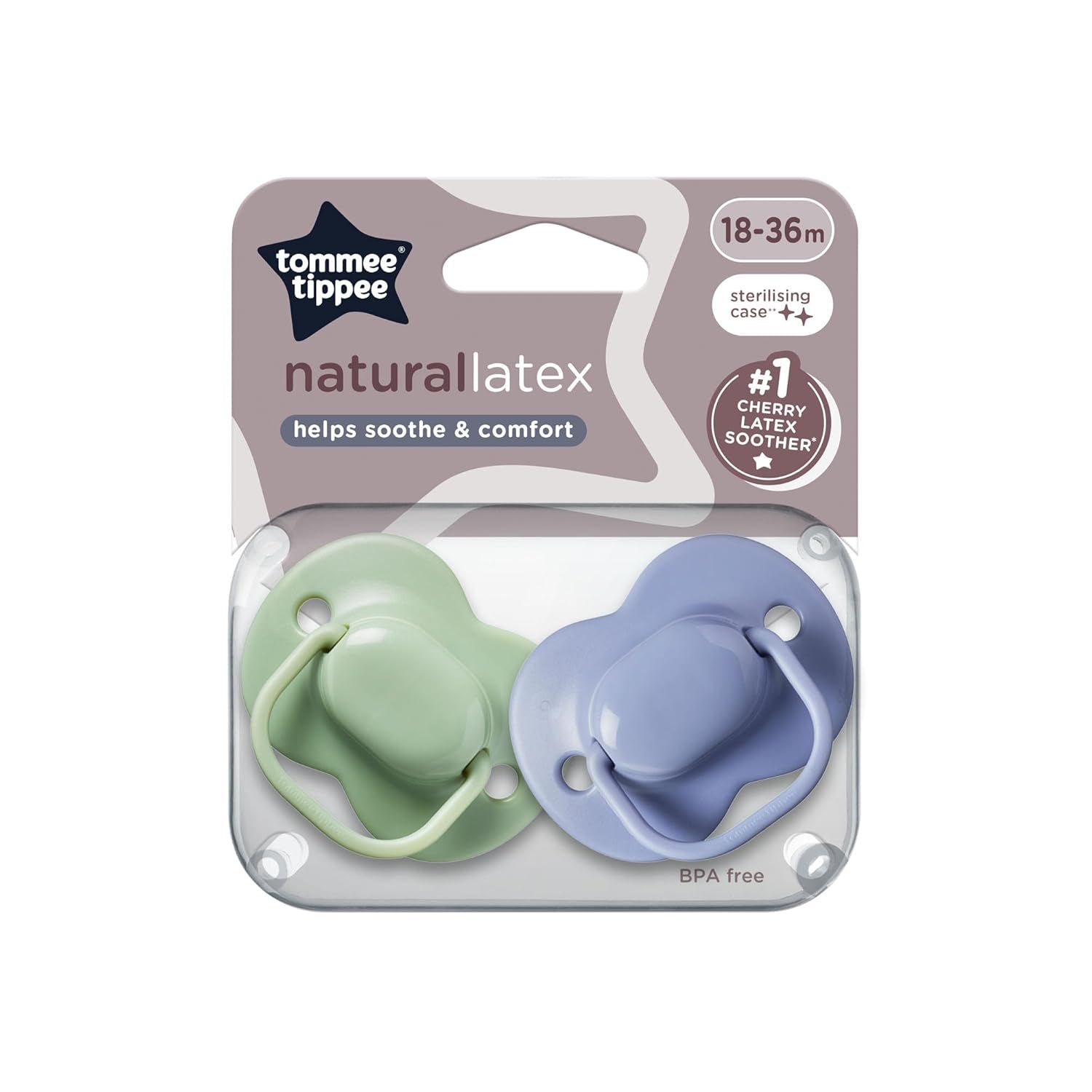 Ciucci Tommee Tippee in lattice Cherry 0-6 mesi, confezione da 2. Succhietti in sacchetto di lattice naturale al 100%