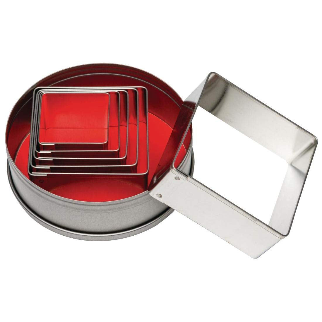 Set di formine per biscotti quadrate, lisce (6 pezzi), argento, misura: 36-70 mm, materiale: acciaio dolce - Set di 6 focaccine, formine per glassa e biscotti, dimensioni: 36, 44, 48, 55, 60 e 70 mm, E017
