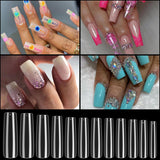 240 pezzi di unghie artificiali trasparenti, punte per unghie finte, unghie lunghe a copertura totale, punte per unghie ballerina, punte per unghie francesi a copertura totale per manicure