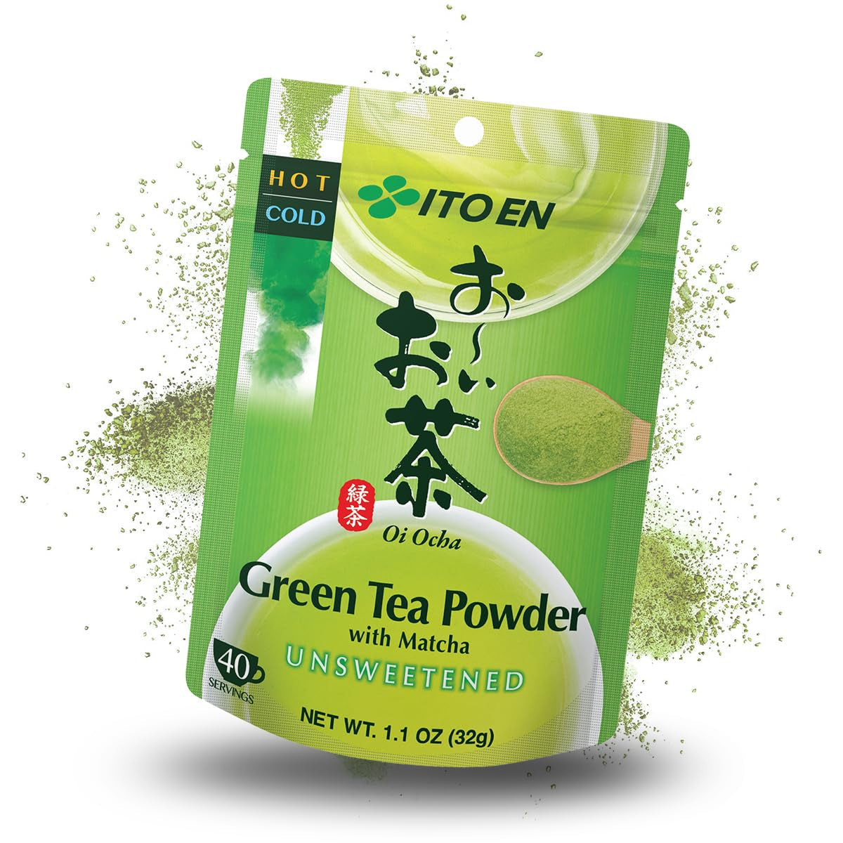 ITO EN Oi Ocha Tè verde istantaneo in polvere con matcha - Tè verde matcha non zuccherato dal Giappone - 1 x 32 g