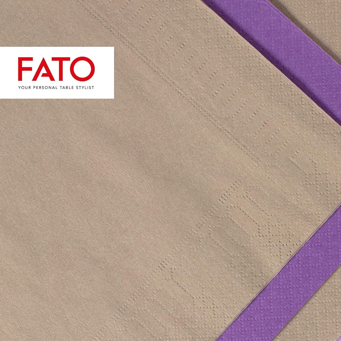 , Tovaglioli di carta usa e getta, Ideale per aperitivi e cocktail, Confezione da 100 tovaglioli, Formato 24X24 piegato in 4, 2 strati, Colore Tortora, Carta di pura cellulosa 100%, Certificato Fsc