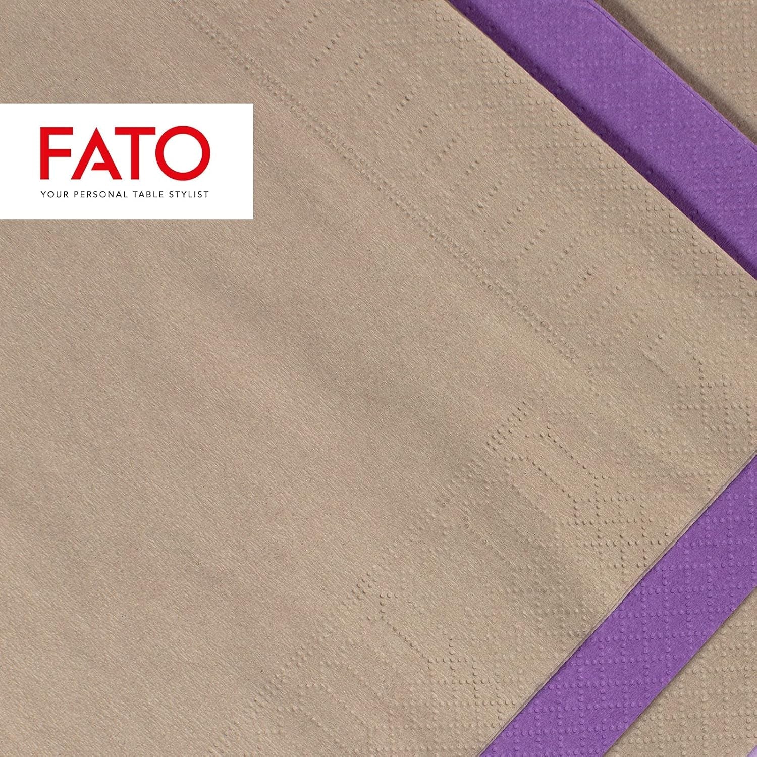 , Tovaglioli di carta usa e getta, Ideale per aperitivi e cocktail, Confezione da 100 tovaglioli, Formato 24X24 piegato in 4, 2 strati, Colore Tortora, Carta di pura cellulosa 100%, Certificato Fsc