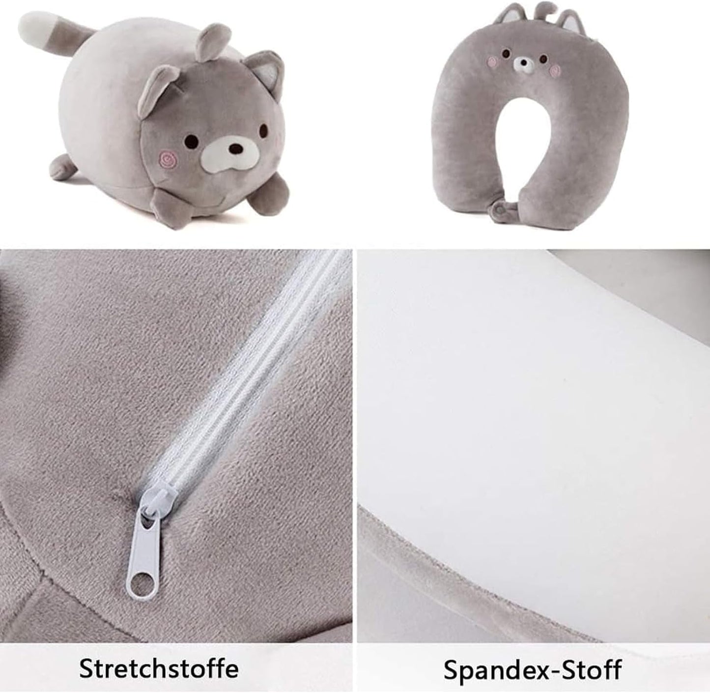 Cuscino per il collo 2 in 1 Cuscino per il collo a forma di U Cuscino per il poggiatesta Cuscino di supporto per il collo Cuscino di supporto per il collo Cuscino per il collo Deformazione per animali di peluche Per il campeggio Escursionismo Auto Aereo Cuscini ortopedici cervicali Naty Shop