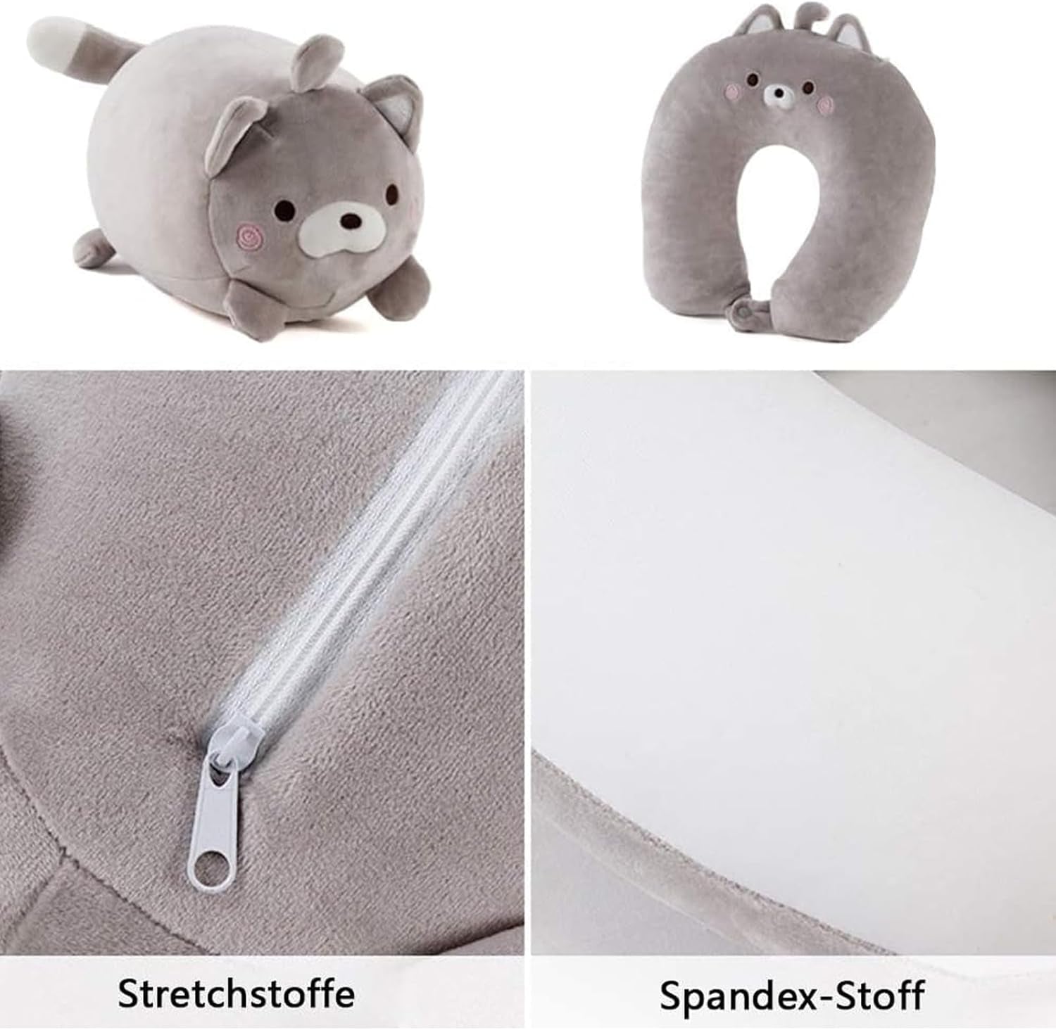 Cuscino per il collo 2 in 1 Cuscino per il collo a forma di U Cuscino per il poggiatesta Cuscino di supporto per il collo Cuscino di supporto per il collo Cuscino per il collo Deformazione per animali di peluche Per il campeggio Escursionismo Auto Aereo Cuscini ortopedici cervicali Naty Shop